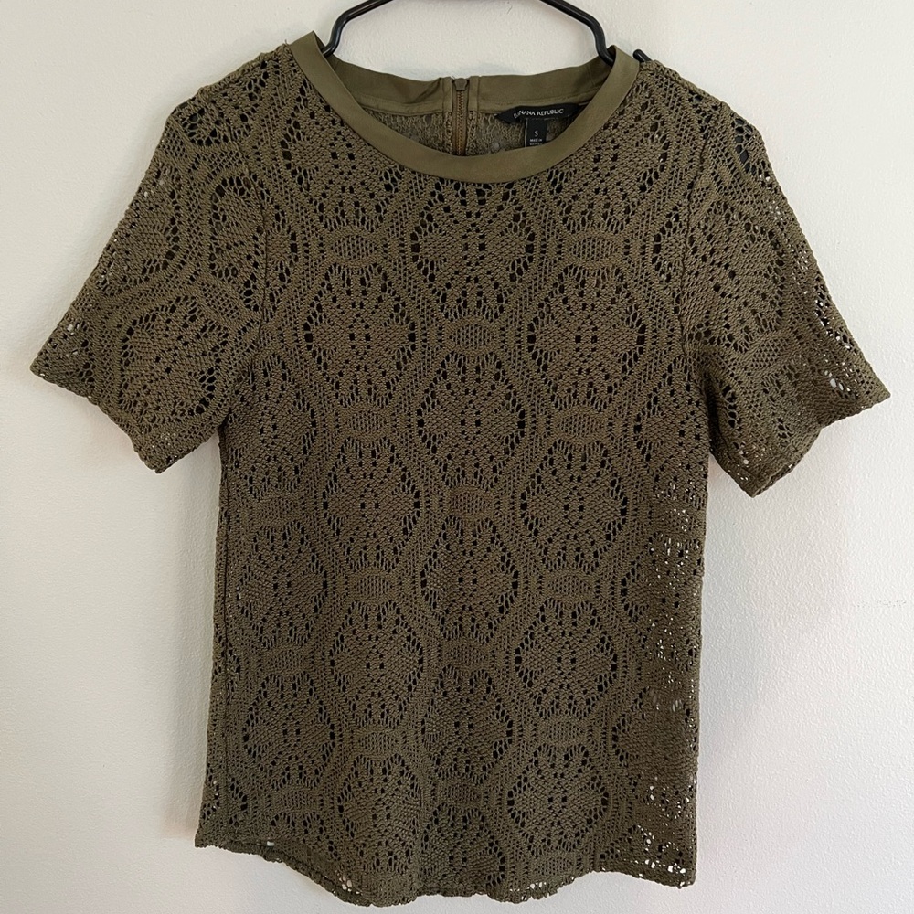 Banana Republic Olive Green Lace Top